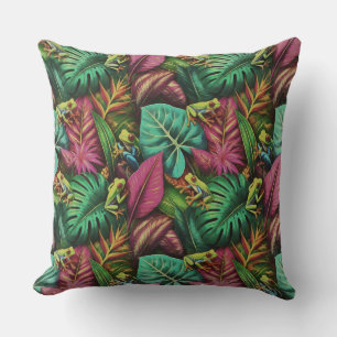 Tree Frog Dreams Seamless Surface Pattern Throw Pillow