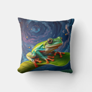 Tree frog night magic throw pillow