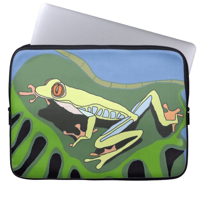 Tree Frog on a leaf Laptop Sleeve (Front)