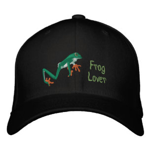 Tree Frog Orange Feet Embroidered Cap