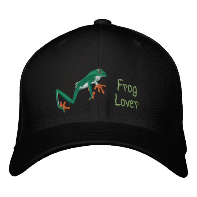 Tree Frog Orange Feet Embroidered Cap (Front)