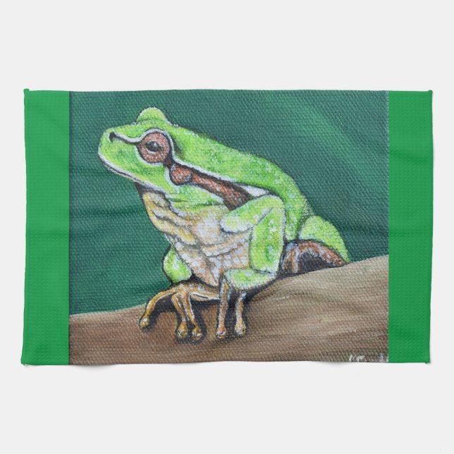 Tree Frog Painting Kitchen Towel (Horizontal)