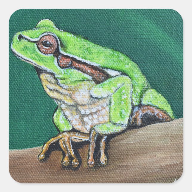 Tree Frog Painting Square Sticker (Front)