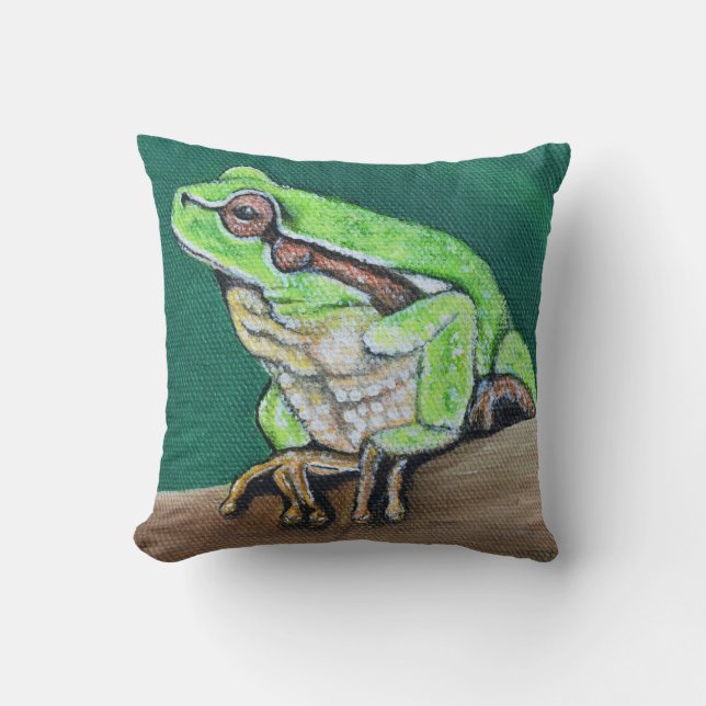 Tree Frog Painting Throw Pillow (Front)