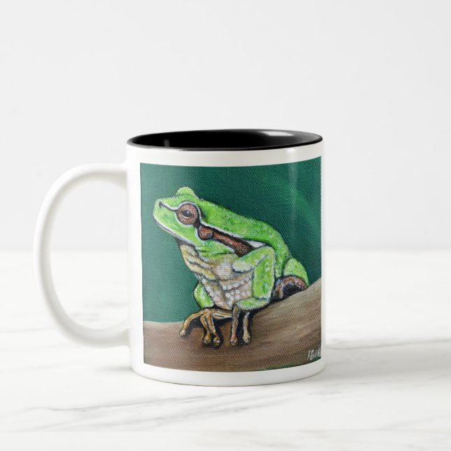Tree Frog Painting Two-Tone Coffee Mug (Left)