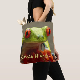Tree Frog Personalized Name Tote Bag