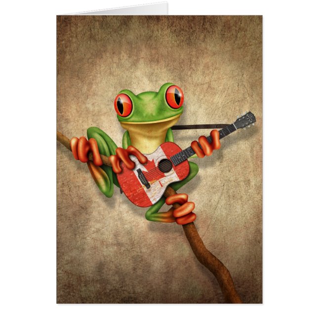 Tree Frog Playing Canadian Flag Guitar (Front)