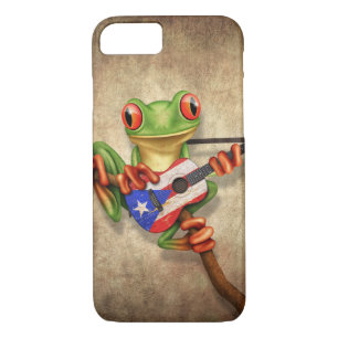 Tree Frog Playing Puerto Rico Flag Guitar Case-Mate iPhone Case