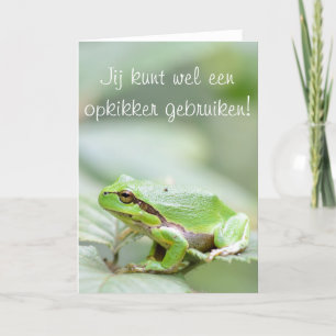 Tree frog with the text 'Opkikker' Card