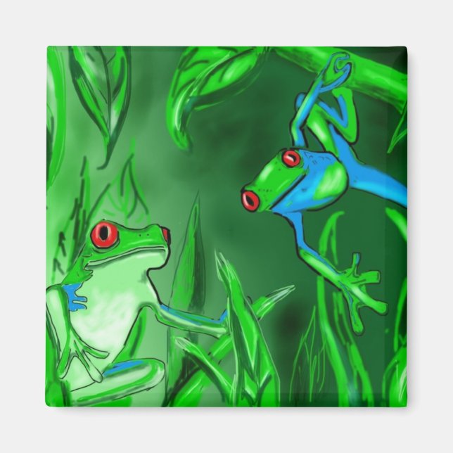 Tree Frogs hanging out fun magnet for all (Front)
