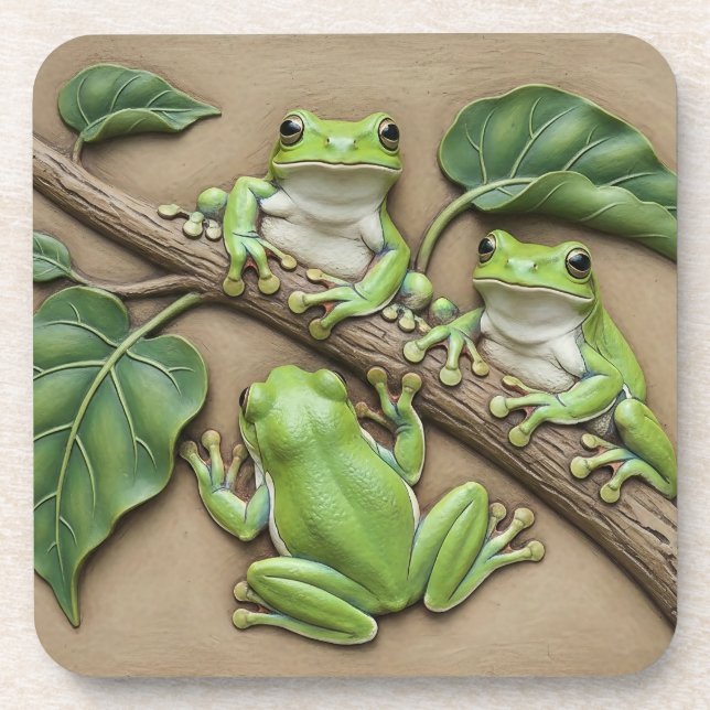 Tree Frogs Hard plastic coaster (Front)