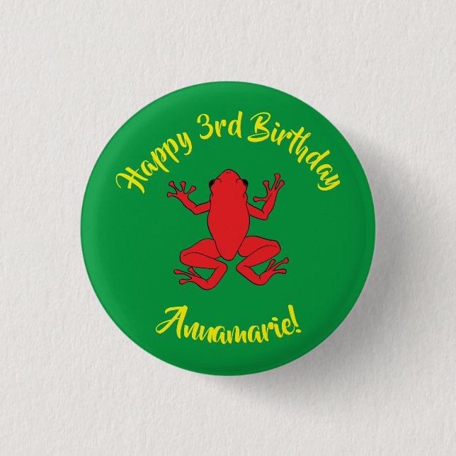 Tree Frogs Kids Birthday Cute 1 Inch Round Button (Front)