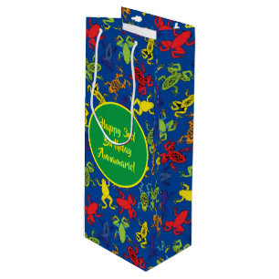 Tree Frogs Kids Birthday Cute Wine Gift Bag