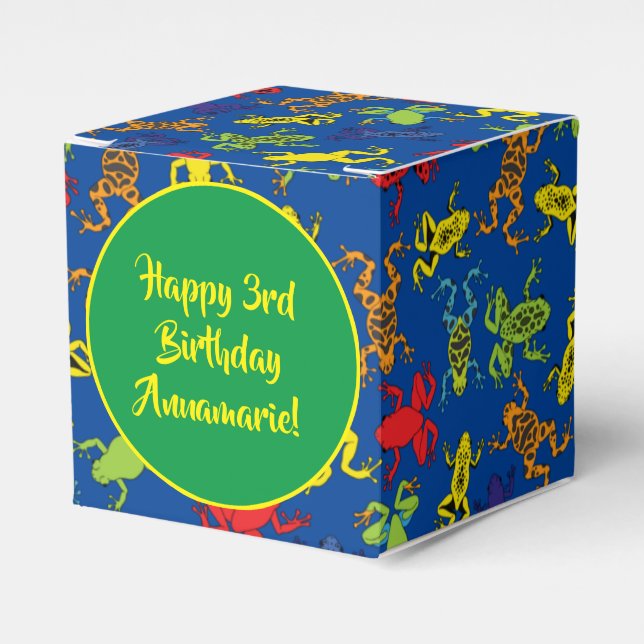 Tree Frogs Kids Birthday Favor Box (Front Side)