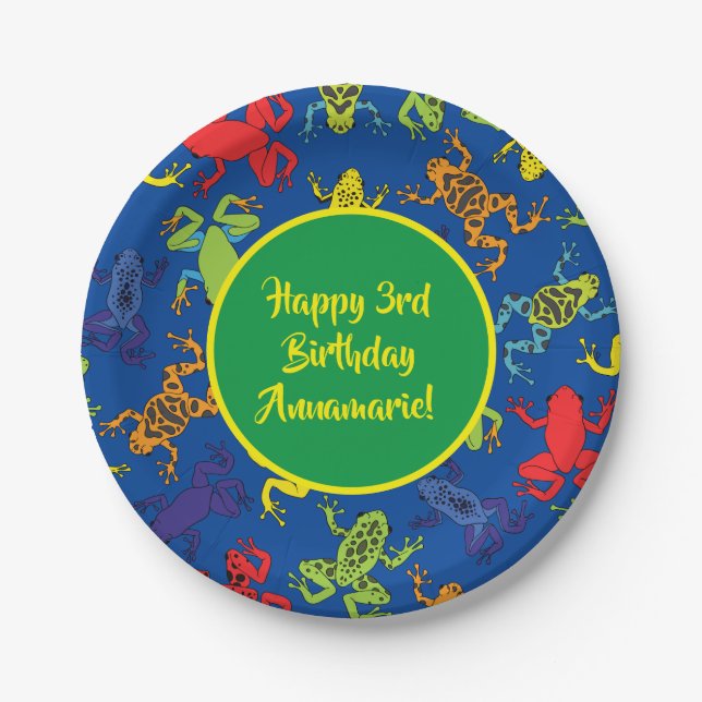 Tree Frogs Kids Birthday Paper Plate (Front)