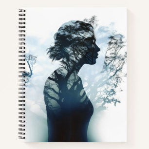 Tree Girl Double Exposure Notebook