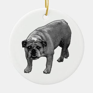 Tree Glow Bulldog Ceramic Ornament