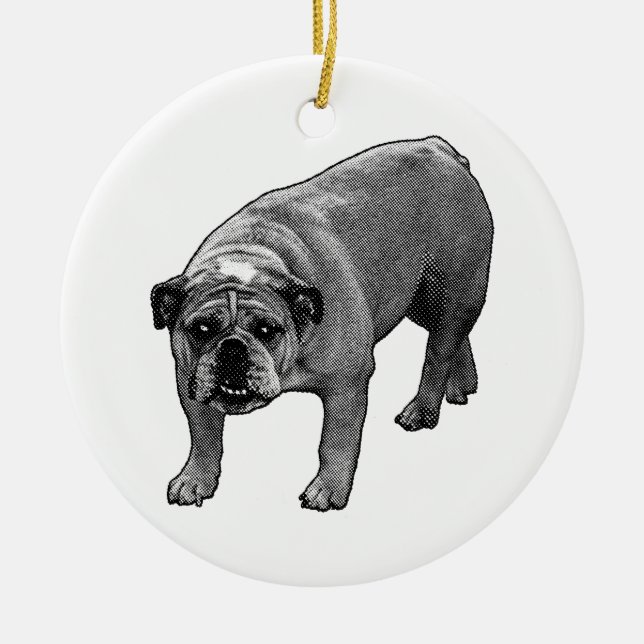 Tree Glow Bulldog Ceramic Ornament (Front)