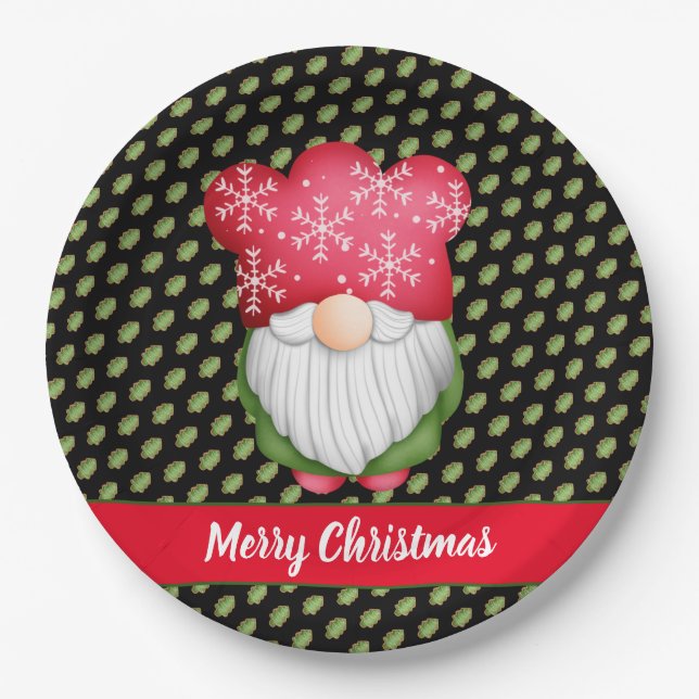Tree Gnome Customize Colour and Text Paper Plate (Front)