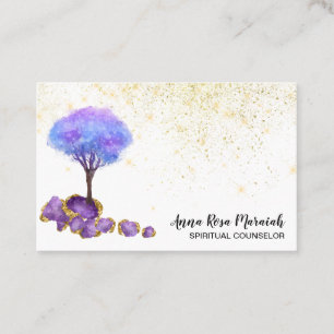 *~* Tree Gold Glitter Amethyst Magical Jewels  Bus Business Card