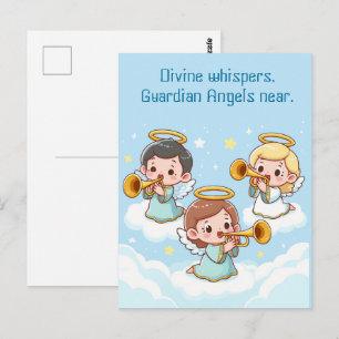 Tree Guardian Angels playing trumpets  Postcard