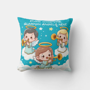 Tree Guardian Angels playing trumpets  Throw Pillow