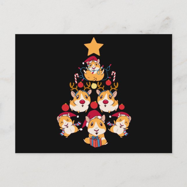 Tree guinea pig Christmas animals lover Postcard (Front)