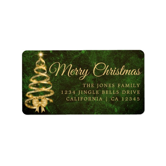 Tree Happy Holidays Green Return Address Label (Front)