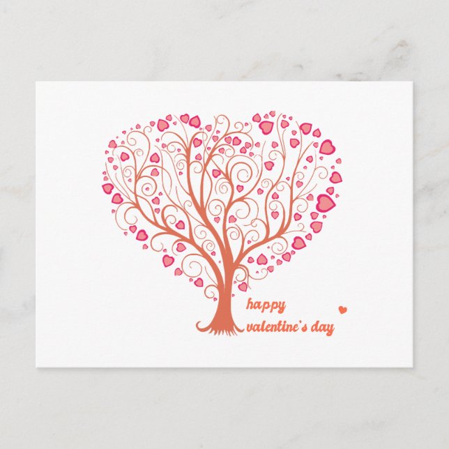 Tree Heart Happy Valentine Day Postcard (Front)
