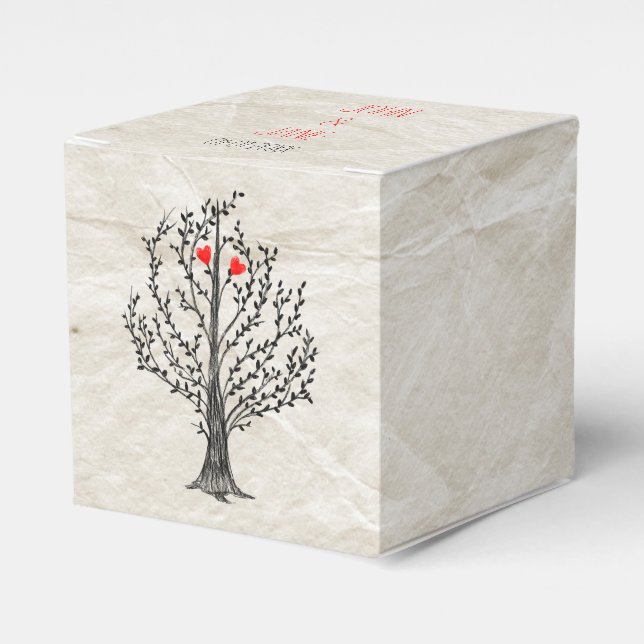 Tree & Hearts Favor Box (Front Side)