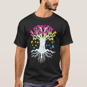 Tree Hearts Pansexual Cute Nature Love Pan Pride F T-Shirt