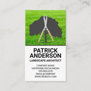 Tree Hedge Clippers Logo   Grass Landscape  Business Card