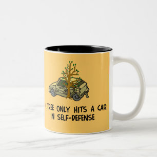 Tree Hits Car Two-Tone Coffee Mug