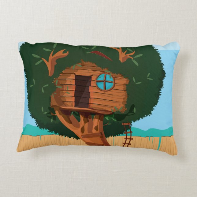 Tree house Cartoon Decorative Pillow (Back)