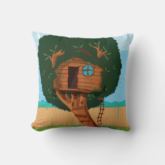 Tree house Cartoon Throw Pillow