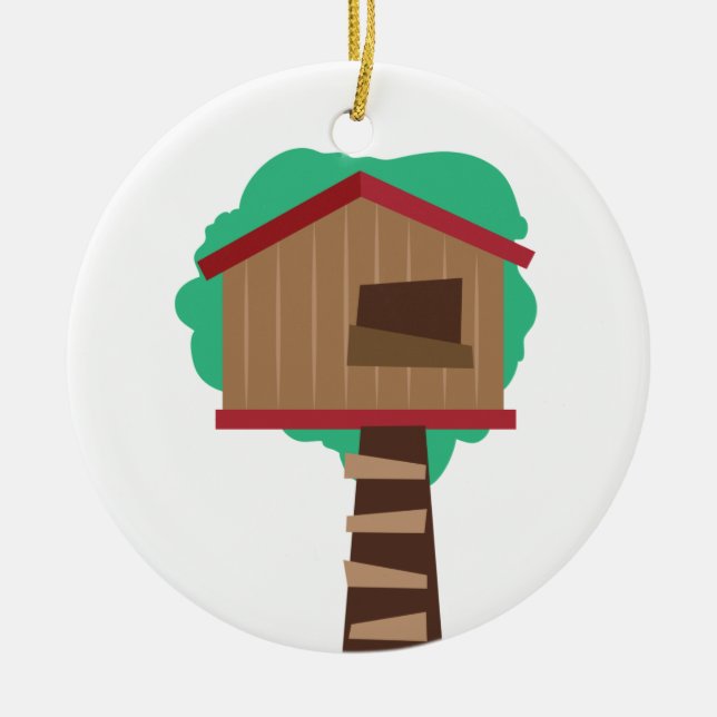 Tree House Ceramic Ornament (Front)