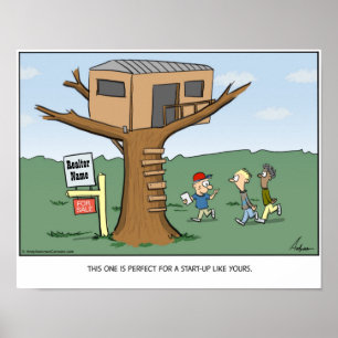 Tree house realtor cartoon personalized poster