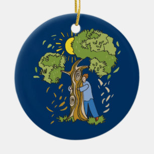 Tree Hugger Ceramic Ornament