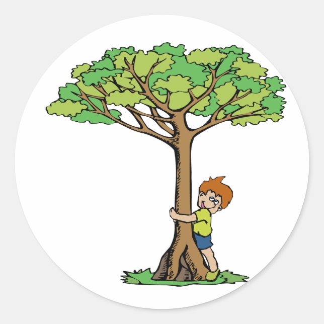 Tree Hugger Classic Round Sticker (Front)
