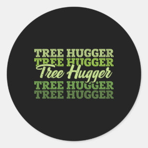 Tree Hugger Earth Day Retro Nature Lover Classic Round Sticker