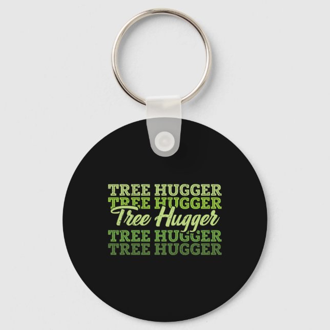 Tree Hugger Earth Day Retro Nature Lover  Keychain (Front)