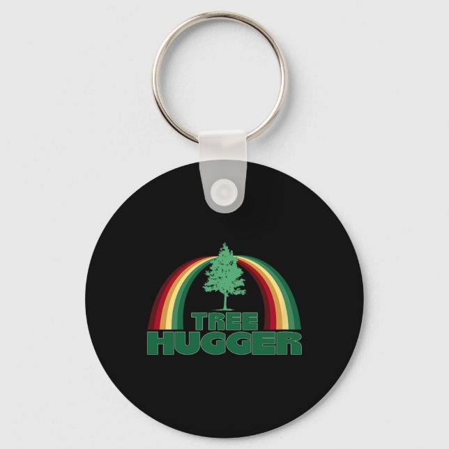 Tree Hugger Earth Day Tree Environmental Protectio Keychain (Front)