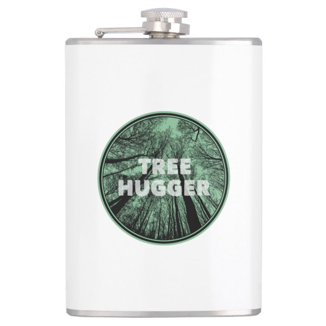Tree Hugger Green Hip Flask (Front)