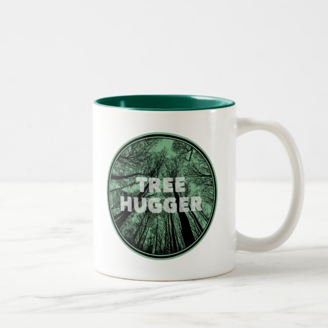 Tree Hugger Green Two-Tone Coffee Mug (Right)