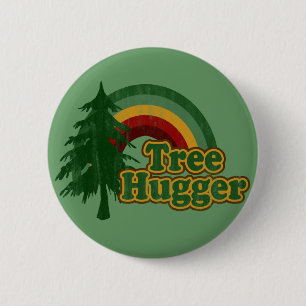 Tree Hugger Hippie Rainbow 2 Inch Round Button