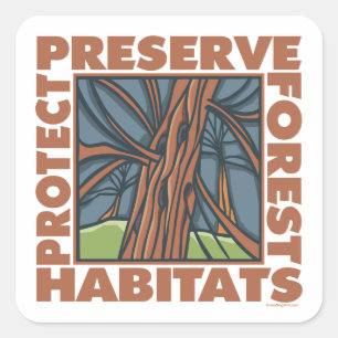 Tree Hugger, Protect Forests Square Sticker