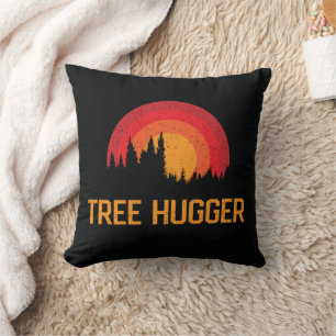 Tree Hugger Retro Distressed Nature Lover Throw Pillow