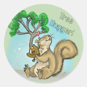 Tree Hugger! Squirrel Classic Round Sticker