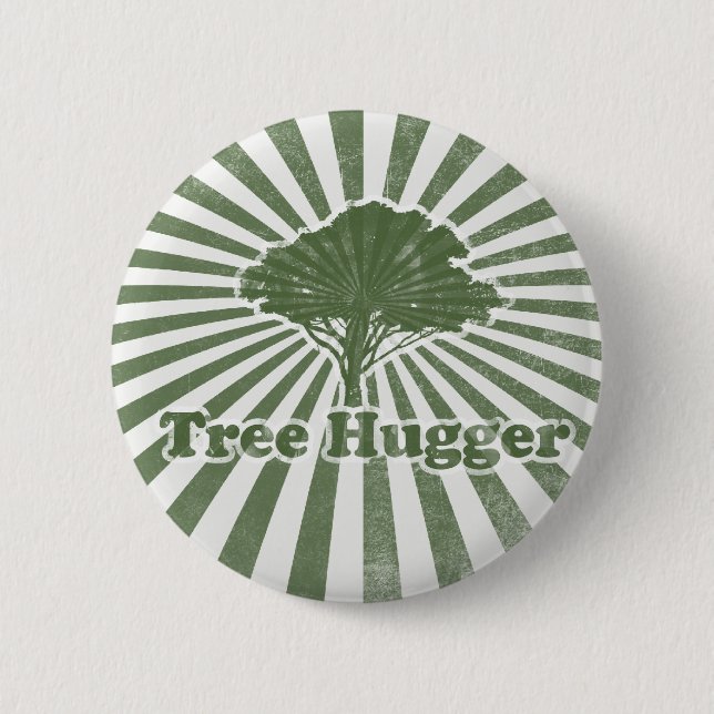 Tree Hugger Think Green 2 Inch Round Button (Front)