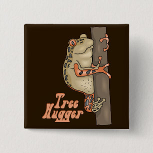 Tree Hugger Tree Frog 2 Inch Square Button